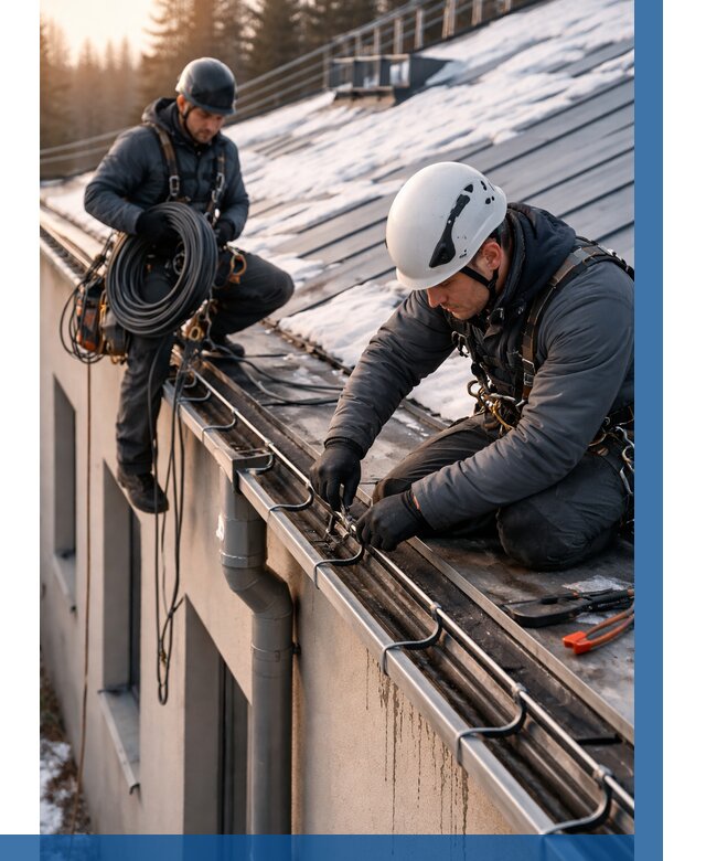 Монтаж греющего кабеля на кровле в Ачинске от 456 р. | ВЫСОТНИК-Чнс