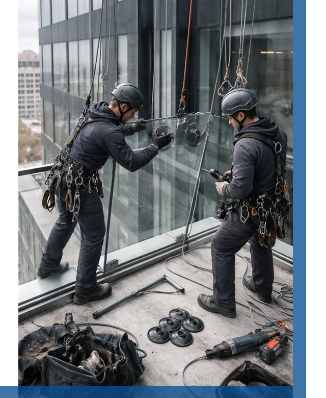 Монтаж стеклянных ограждений в Ачинске от 2533 р. | ВЫСОТНИК-Чнс