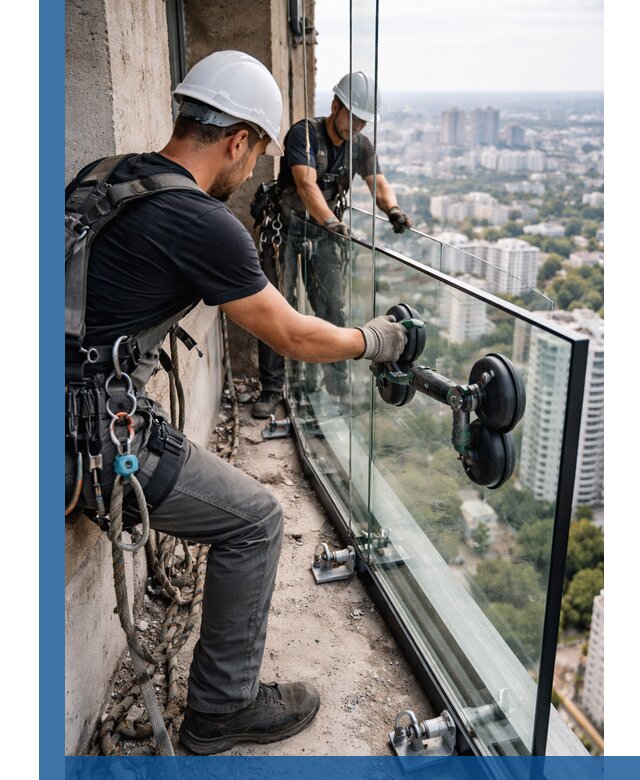 Монтаж стеклянных ограждений под ключ с гарантией в Ачинске