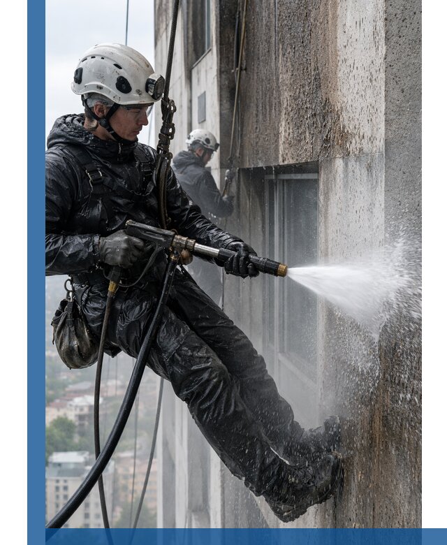 Гидроструйная очистка фасадов и конструкций в Ачинске