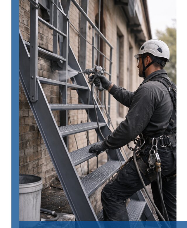 Покраска и антикоррозионная защита пожарных лестниц в Ачинске