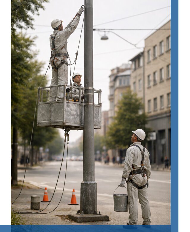 Покраска опор освещения в Ачинске от 5065 р. | ВЫСОТНИК-Чнс