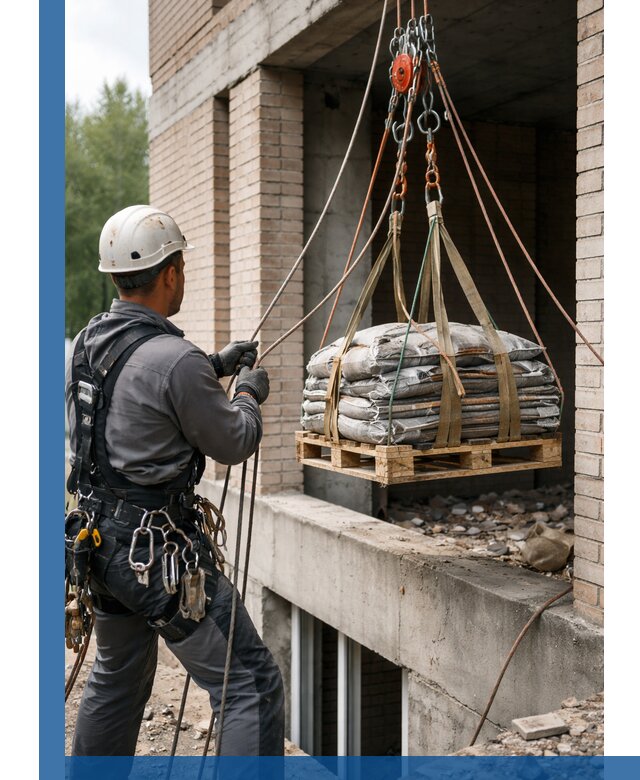 Подъем материалов на этаж веревками в Ачинске оперативно