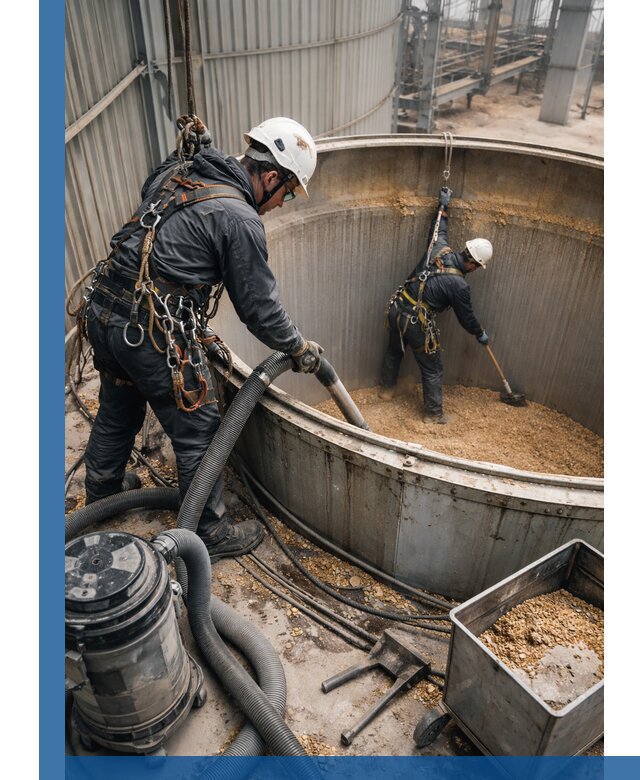 Профессиональная чистка зерновых бункеров в Ачинске с выездом