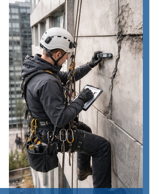 Обследование фасада альпинистами в Ачинске от 122 р. | ВЫСОТНИК-Чнс