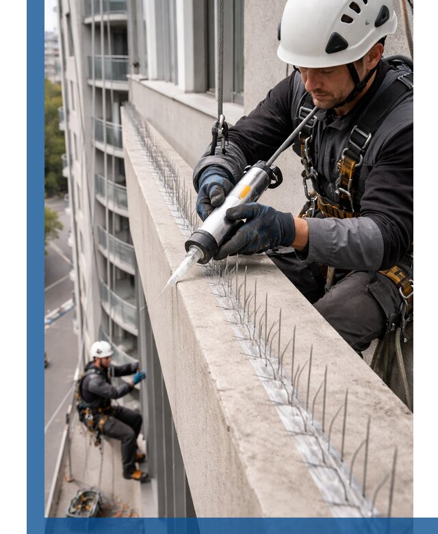 Установка шипов от птиц на фасадах и кровлях в Ачинске